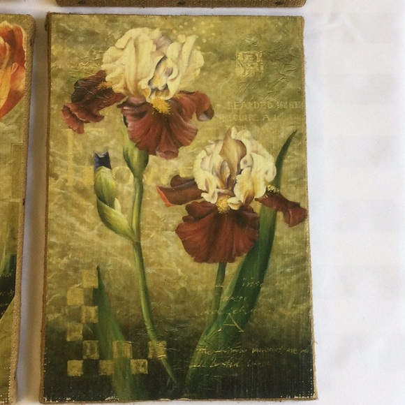 Floral printed burlap plaques for wall - Picture 2 of 7